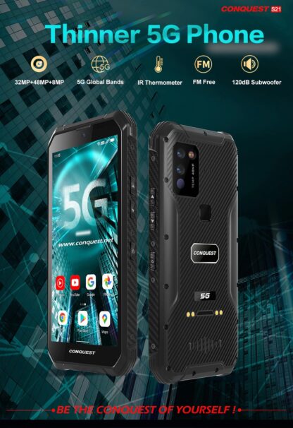 Conquest S21 5G rugged phone - 8/128GB Android 11, 48MP Sony camera, Dimensity 700, 5.7" screen, Dual VoLTE, 4400 mAh - Image 12