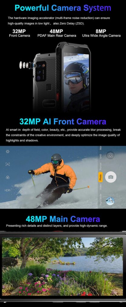 Conquest S21 5G rugged phone - 8/128GB Android 11, 48MP Sony camera, Dimensity 700, 5.7" screen, Dual VoLTE, 4400 mAh - Image 18